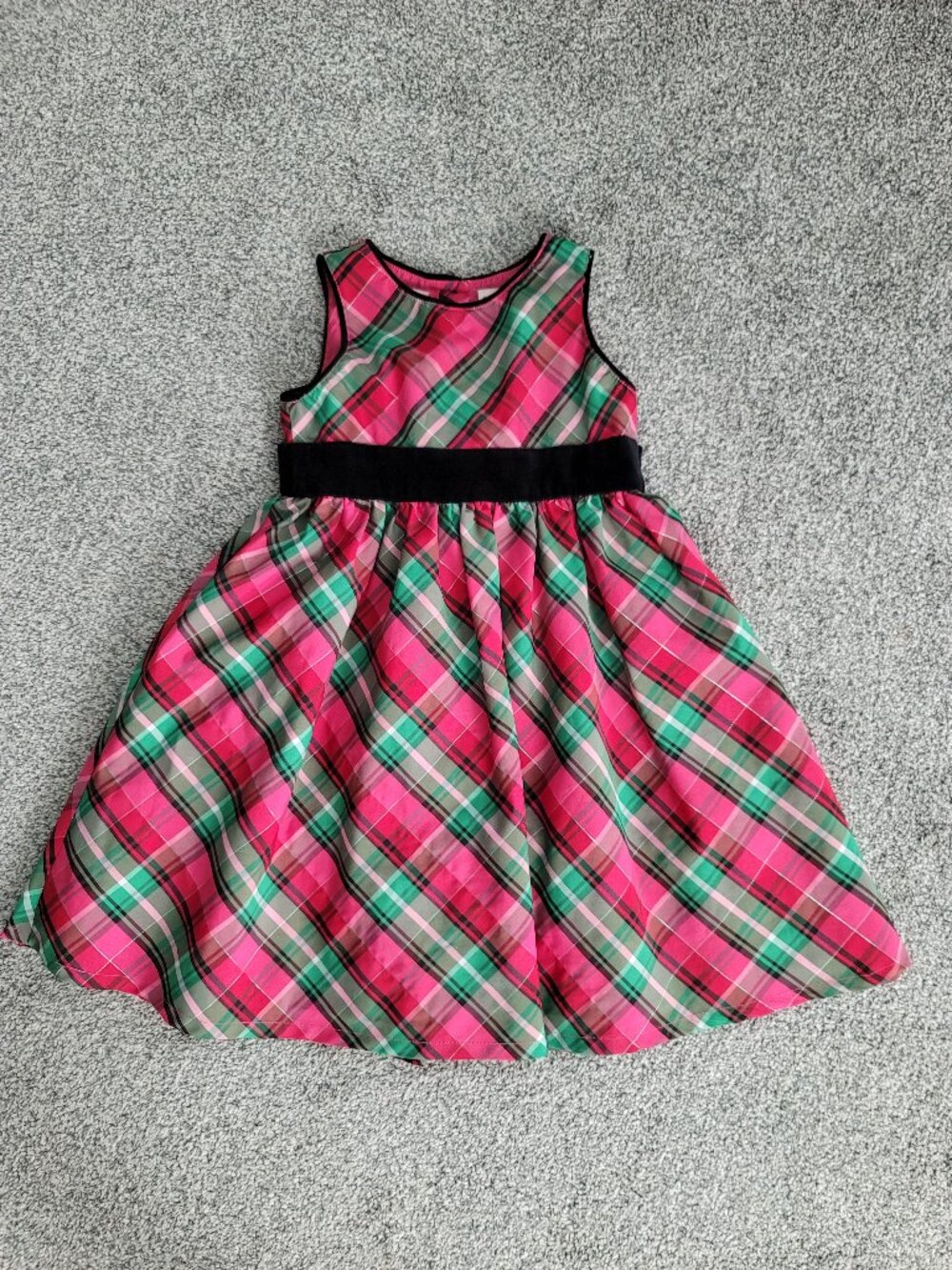 Girls OshKosh Holiday Christmas Taffeta Dress Plaid Girls Size 6 Pink Red Green